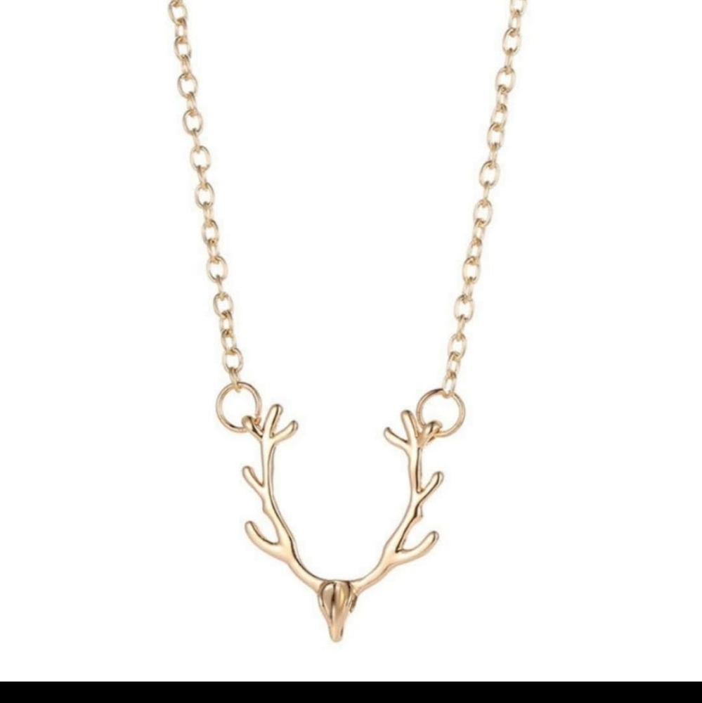 Antlers chain GOLD tone necklace - Picture 4 of 5